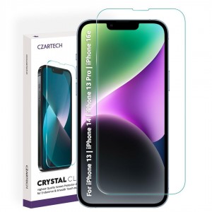 Tempered Glass for iPhone 13/14 / 13 Pro / 16e Screen Guard Protector with Easy Cleaning Kit (Pack of 1)