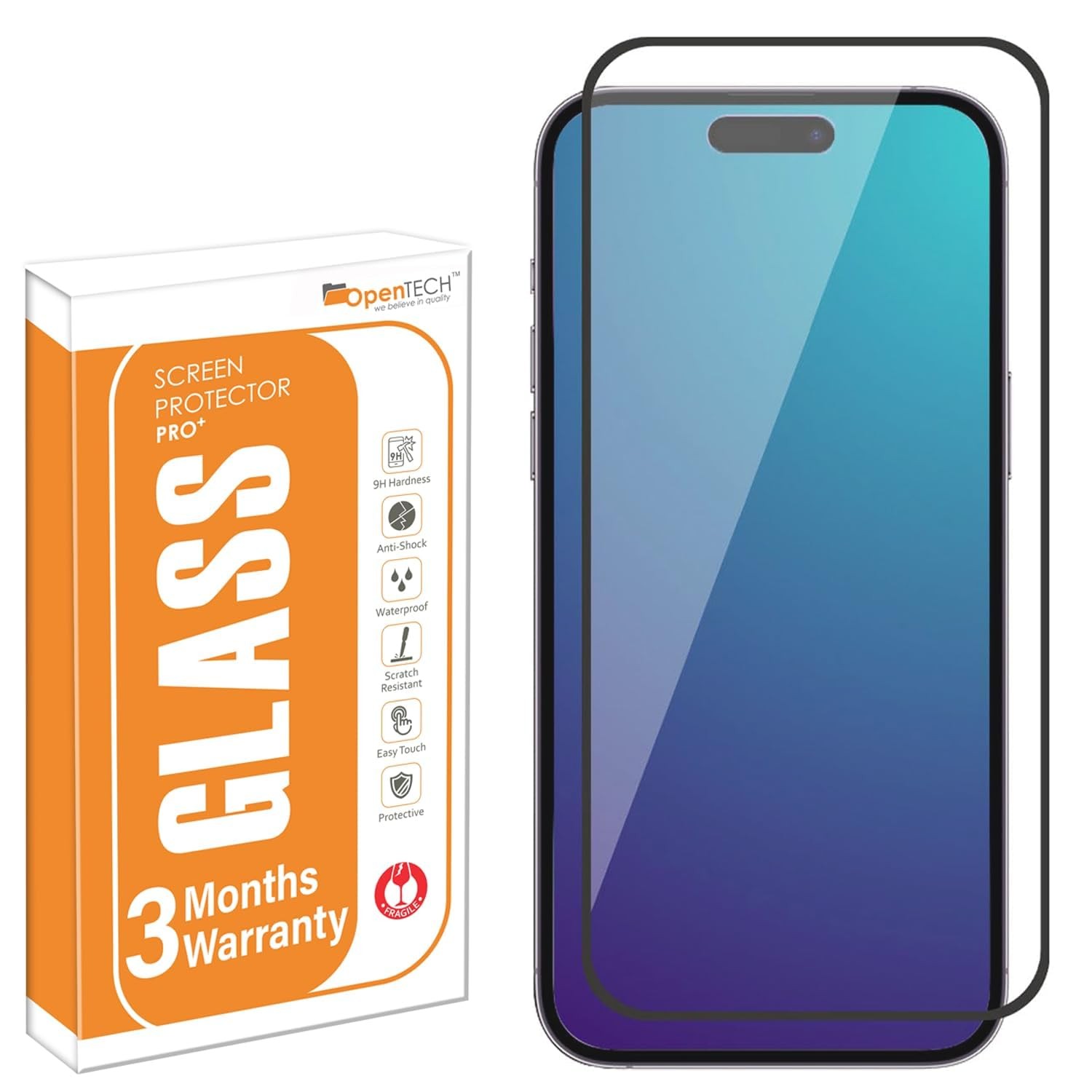 Military-Grade Gorilla Tempered Glass Screen Protector Compatible for iPhone 15